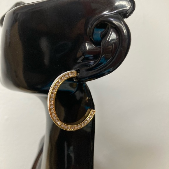 Dior Gold and Silver Crystal Hoop Earrings - Picture 3 of 4